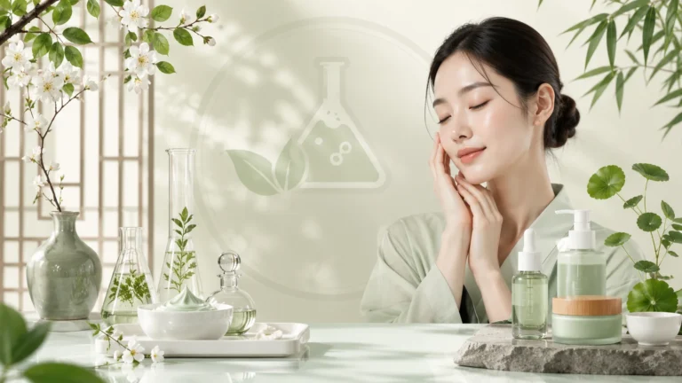 Portada del curso Técnico Profesional en Formulación de Cosmética Natural Coreana (K-Beauty) de Natural Lab Academy, con enfoque en fisiología de la piel, formulación cosmética natural, biofermentos e innovación cosmética coreana.